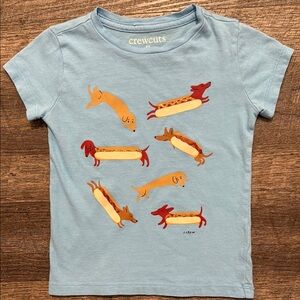 Crewcuts 100% Cotton Short Sleeve Graphic Tee w/ Sparkly “Hot Dog” Print